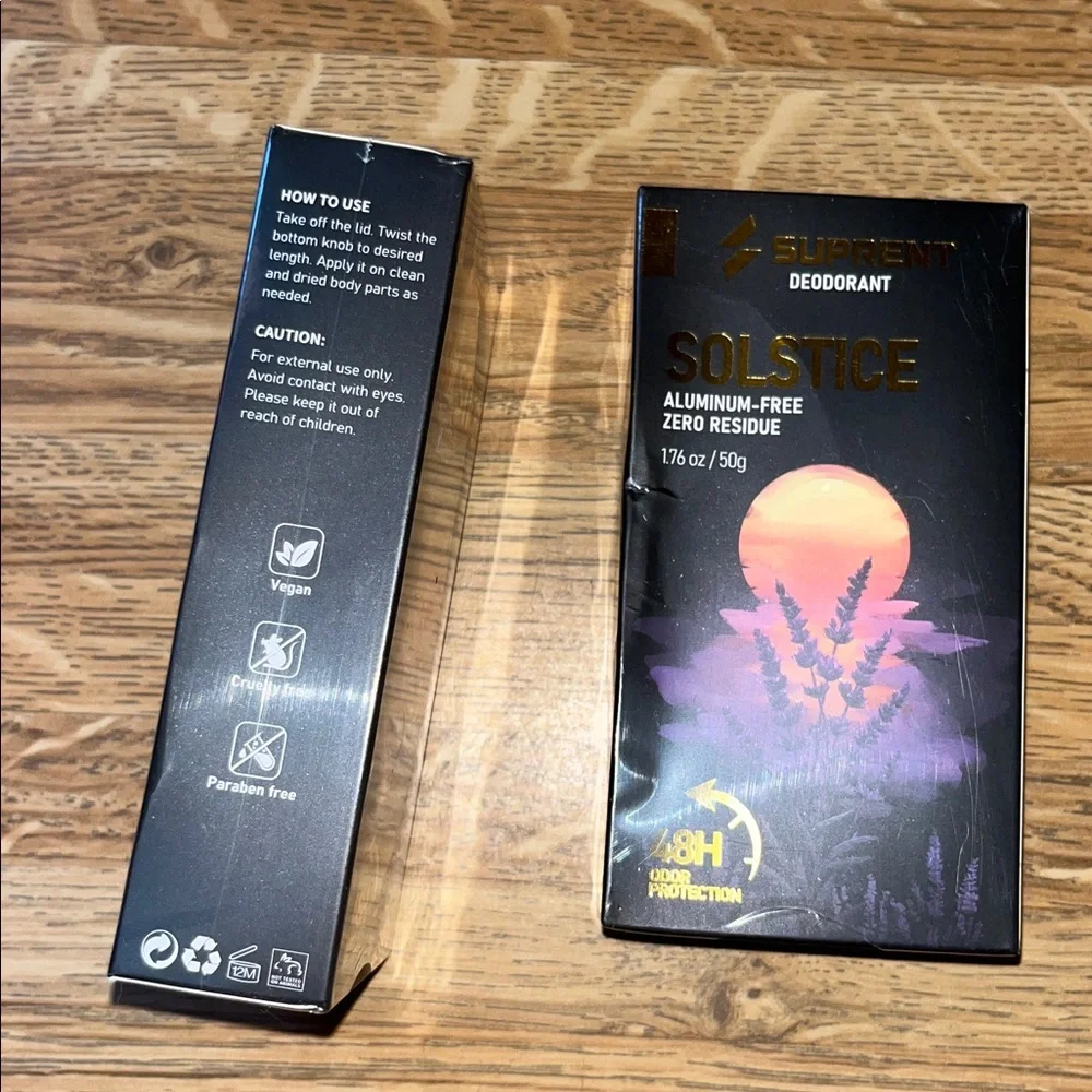 Bundle 2x NEW NIP SEALED SUPRENT SOLSTICE Aluminum-free Men's Deodorant 50g ea.